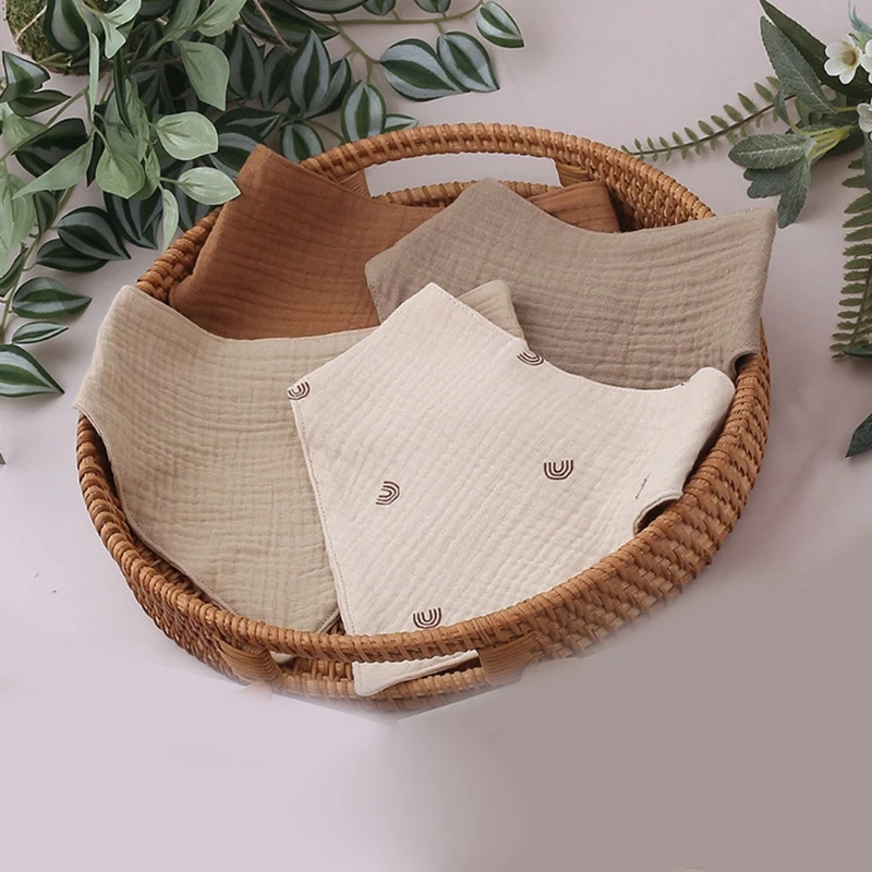 Lot de 4 Bavoirs Bandana Bébé en Coton Doux