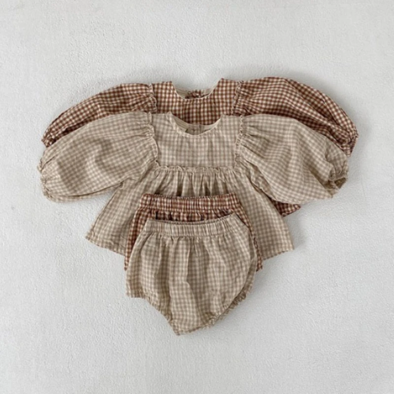 Ensemble Bébé Fille - Chemisier & Short à Carreaux