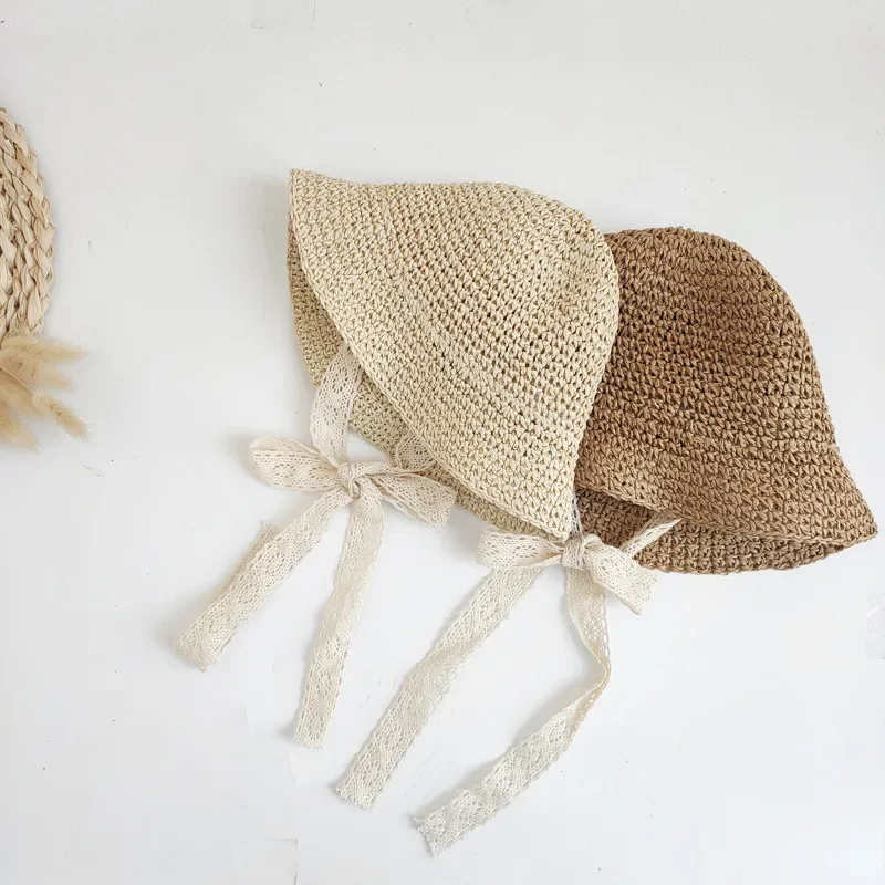 Chapeau de Paille Bébé & Enfant - Nœud en Dentelle